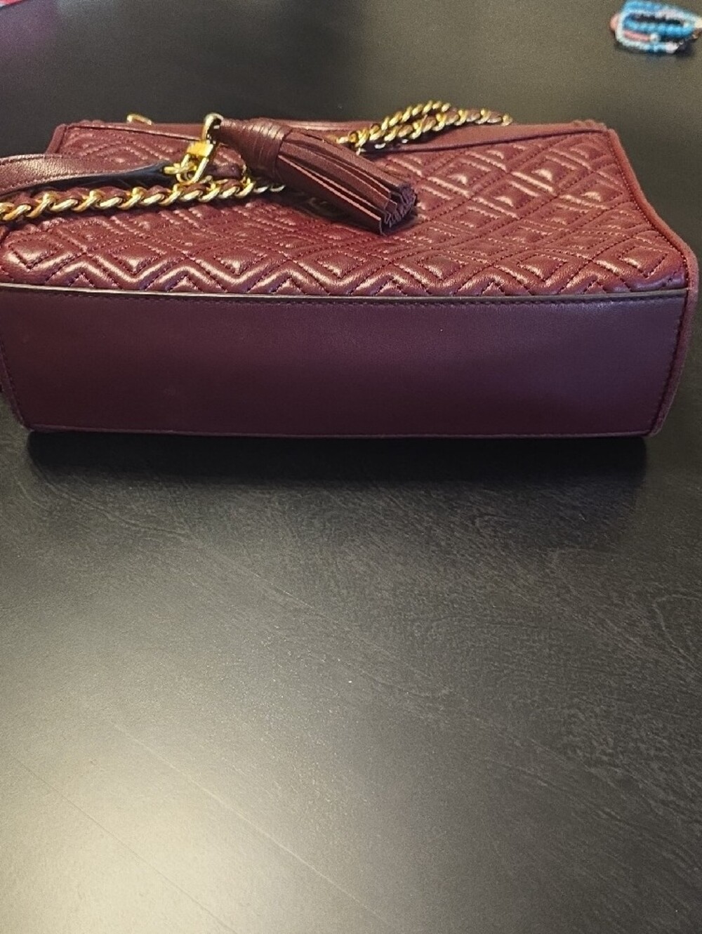 Tory Burch Quilted Leather Shoulder Bag in Deep Burgundy - Picture 7 of 15